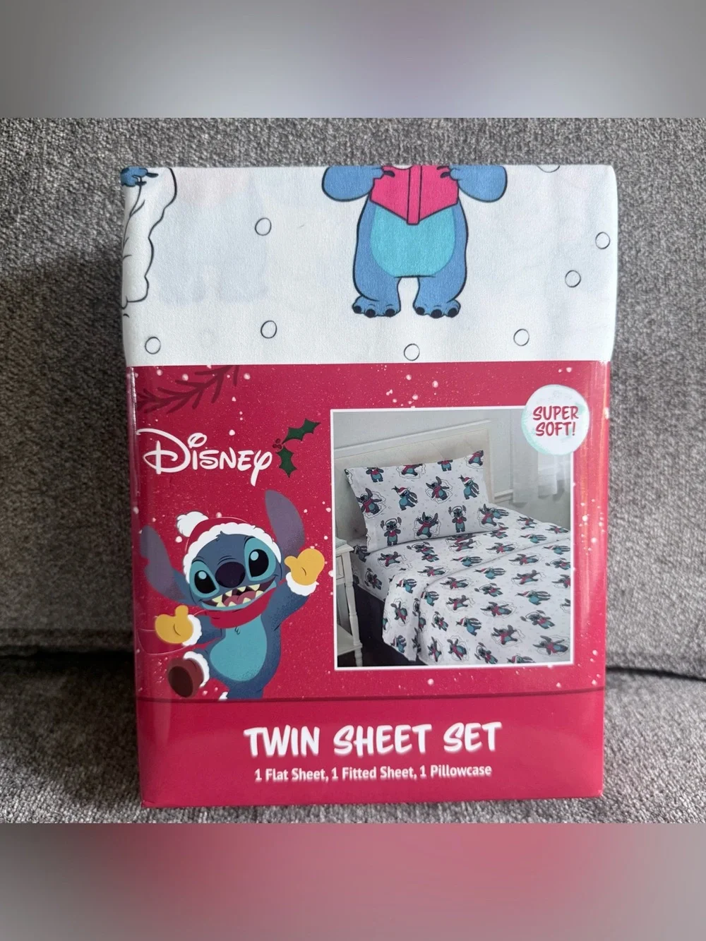 Disney Lilo & Stitch Holiday Twin Sheet Set 3 Piece New